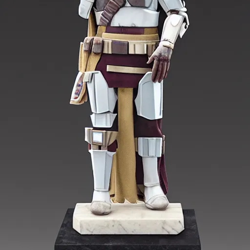 Image similar to marble statue from the Mandalorian