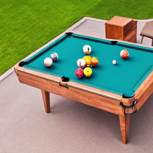 Prompt: The solar system on a billiards table