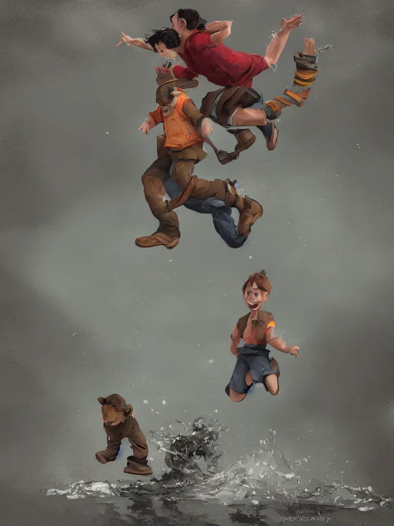 Image similar to jumping in puddles by disney concept artists, blunt borders, rule of thirds