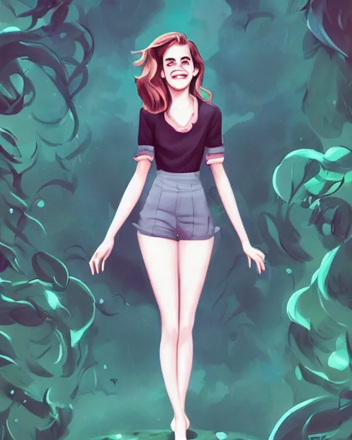 Image similar to beautiful full body Emma Watson smiling illustration by lois van baarle and loish and ross tran and rossdraws and sam yang and samdoesarts and artgerm