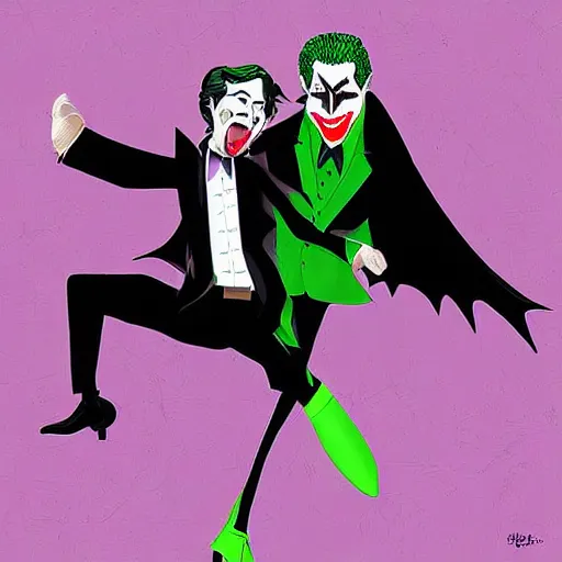 Prompt: batman dancing with the joker, highly detailed, digital art