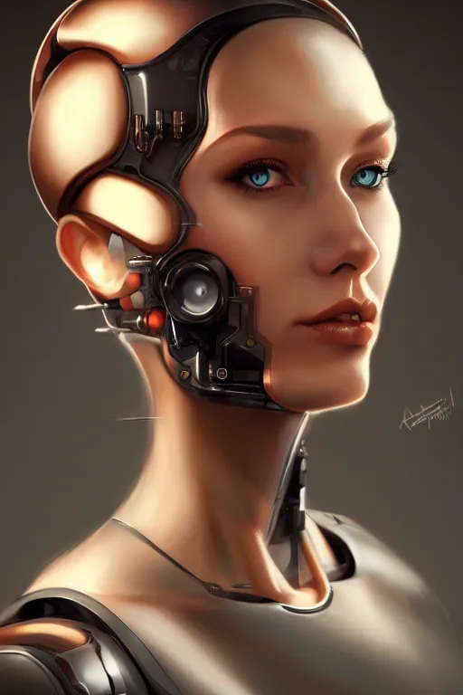 Prompt: portrait of a cyborg woman with mechanichal parts by Artgerm, hyper detailled, trending on artstation