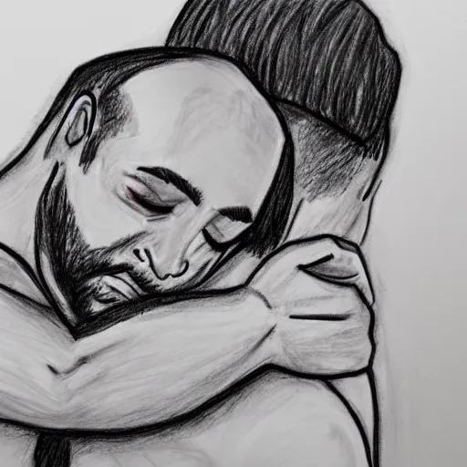 crying hug drawing