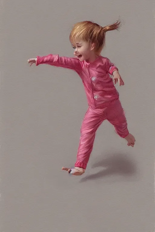 Prompt: happy toddler dancing, wearing pajamas. clean elegant painting, very detailed. by artgerm and greg rutkowski