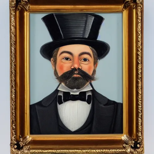 Image similar to detailed portrait painting of a gentleman Dwarf wearing brown tuxedo and top hat