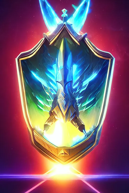 Image similar to shield fantasy epic legends game icon stylized digital illustration radiating a glowing aura global illumination ray tracing hdr fanart arstation by ian pesty and katarzyna da „ bek - chmiel