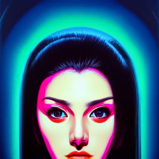 Prompt: tv actress with warm eyes, slim features, hallucinating happily. box office hit, satire and seventies italian horror movie, unreal engine, intricate, ultra detailed 8 k, ambient reflective occlusion, extremely beautiful and aesthetic shape of face and neck, art by hiroaki samura and ilya kuvshinov and rossdraws and andy warhol, inverted