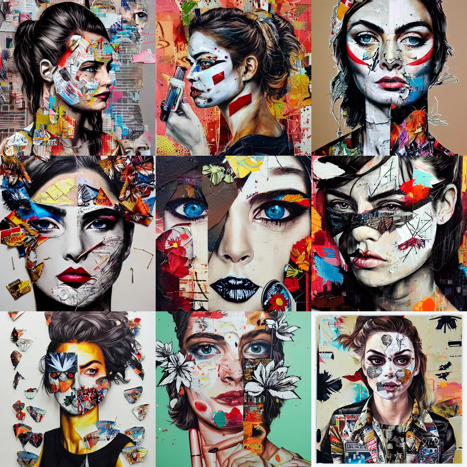 Prompt: mixed media artwork by sandra chevrier