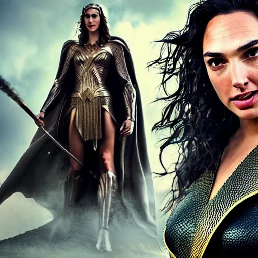 Image similar to gal gadot as a wizard with a robe casting fire spells, depth of field, zeiss lens, detailed, symmetrical, centered, fashion photoshoot, by Annie Leibovitz and Steve McCurry, David Lazar, Jimmy Nelsson, Breathtaking, 8k resolution, extremely detailed, beautiful, establishing shot, artistic, hyperrealistic, beautiful face, octane render