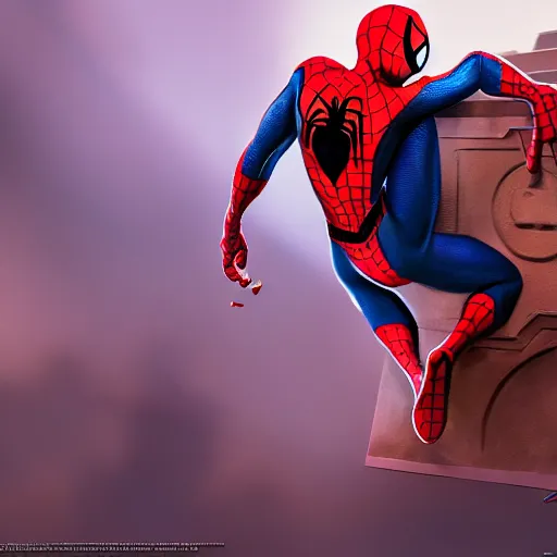 Image similar to spider - man ride on the raccoon and eating donuts, concept art, trending on artstation, highly detailed, intricate, sharp focus, digital art, 8 k