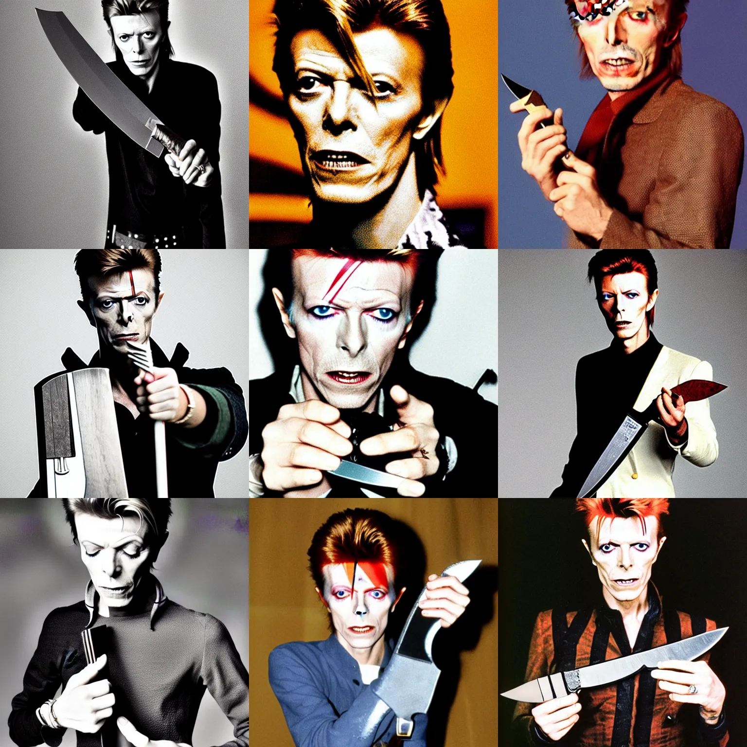 Image similar to David Bowie holding a Bowie knife