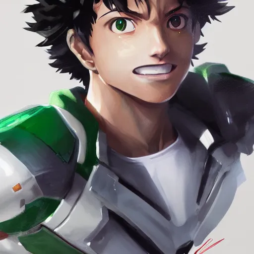 Image similar to Hyper realistic Izuku Midoriya, Greg Rutkowski