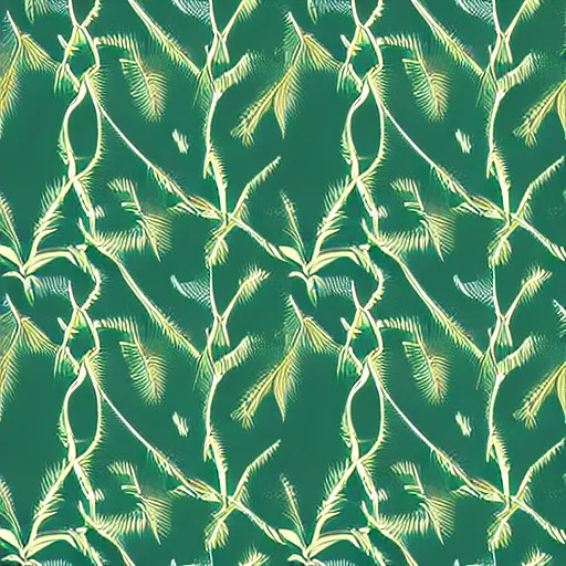 Prompt: repeating pattern, seamless. tropical palm leaves, green, flat color, hyperrealistic, minimalistic