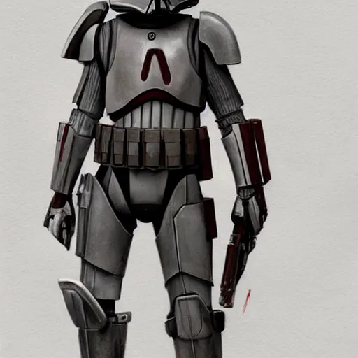 Image similar to an imperial stormtrooper walking, full body photography, extremely long shot, long shot, full-length, head-to-toe, concept art by Doug Chiang cinematic, realistic painting, high definition, concept art, the Mandalorian concept art style