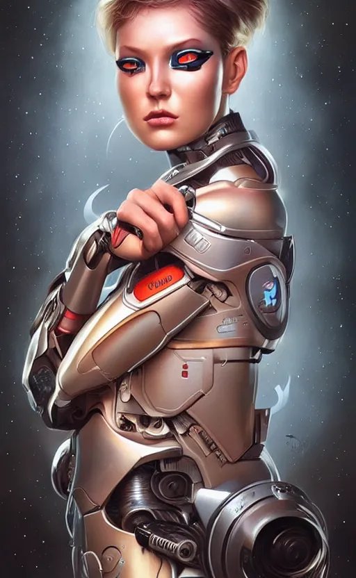 Prompt: female cyborg portrait, Pixar style by Tristan Eaton_Stanley Artgerm and Tom Bagshaw