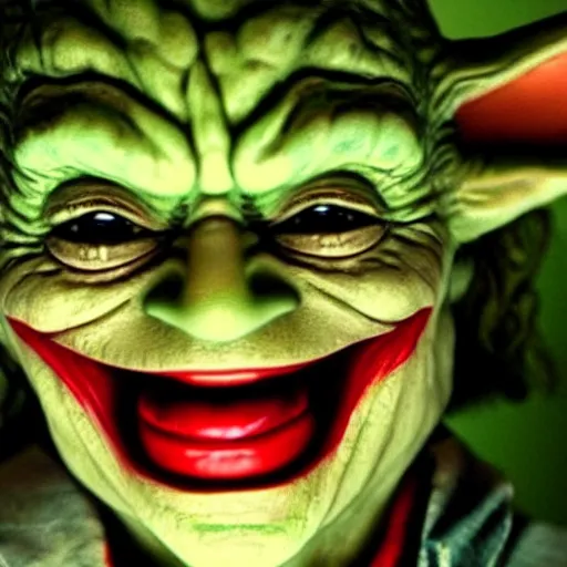 Prompt: stunning awe inspiring ( yoda ) as the joker, movie still 8 k hdr atmospheric lighting