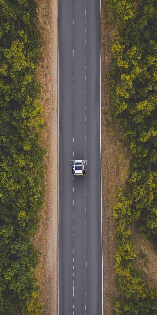 Image similar to detailed dji mavic flying over a mountain road with a super car on it, photo, kodak portra 4 0 0, direct flash, cinematic lightning, anti aliasing