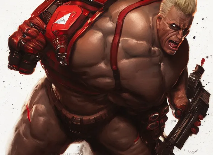 Prompt: duke nukem, front view, painted by stanley lau, painted by greg rutkowski, painted by stanley, artgerm, masterpiece, digital art