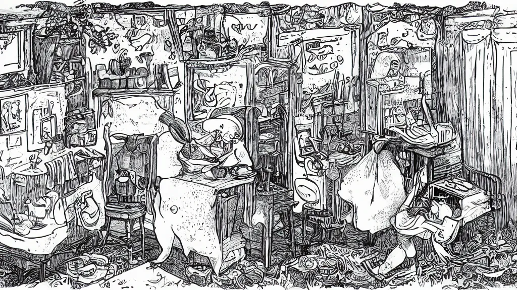 Image similar to storybook illustration extreme inky hygienic