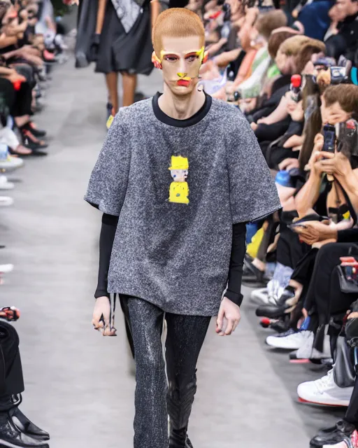 Image similar to hyperrealistic and heavy detailed balenciaga runway show of bart simpson , Leica SL2 50mm, vivid color, high quality, high textured