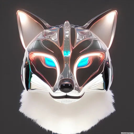 Image similar to chrome fox, glossy, metallic, neon, symmetrical, tribal patterns, realistic, unreal engine, octane, redshift, artstation, behance