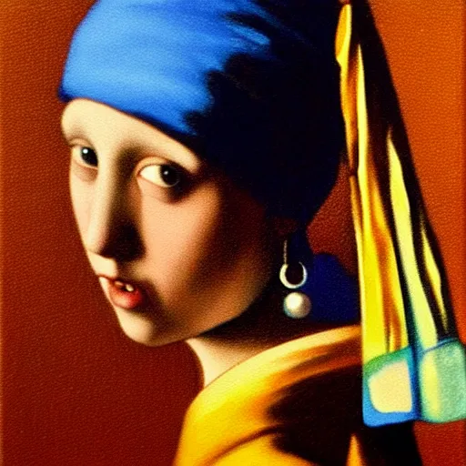 Prompt: painting of Girl with a Pearl Earring by Zdislaw Beksinski
