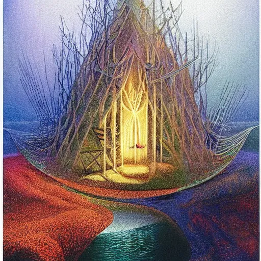 Image similar to colourful scene from a dream. digital artwork by vincent bons, michael whelan, remedios varo and gerardo dottori. grainy and rough. interesting pastel colour palette. beautiful light. oil and water colour based on high quality render.