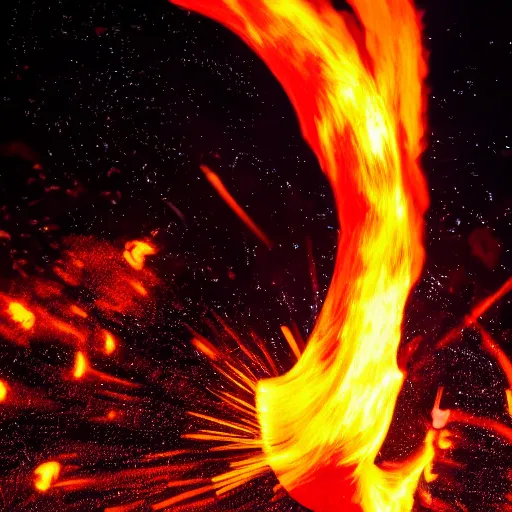 Image similar to red hot burning sphere embedded in fireball explosion with fire, 4 k