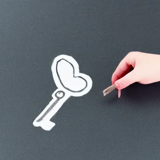 Prompt: key on a hand, white background, child's drawing