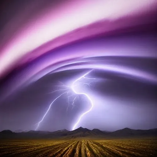 Image similar to amazing photo of a purple tornado in the sky, tornado shaped, by marc adamus, beautiful dramatic lighting