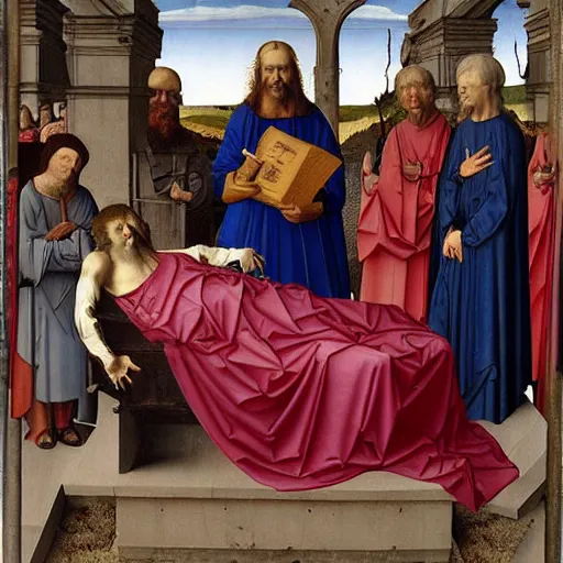 Image similar to deposition of christ by van der weyden, high quality, realism