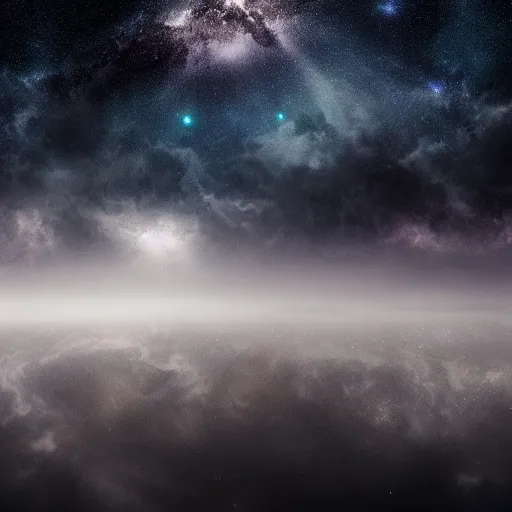 Image similar to dark, galaxy, evil, moody, fog, stars, wonder, mystery, realistic, 4 k