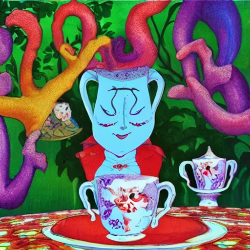 Image similar to imaginary cup of tea alice in wonderland