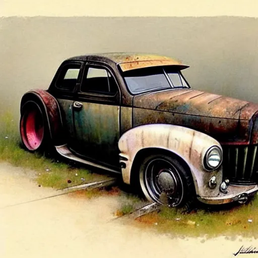 Image similar to (((((1950s ratrod . muted colors.))))) by Jean-Baptiste Monge !!!!!!!!!!!!!!!!!!!!!!!!!!!