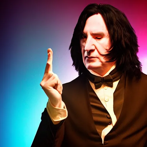 Image similar to Severus Snape dances in a bar, neon light, realistic, full body, very detailed, super realistic