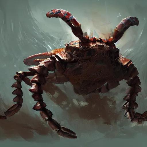 Prompt: tiger - crab creature in the style of craig mullins, ruan jia, kentaro miura, greg rutkowski, loundraw