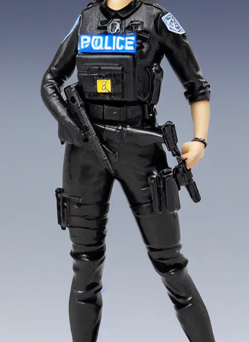 Prompt: Image on the store website, eBay, 100mm Resin figure model of a female police.