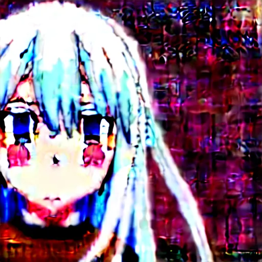 Image similar to white hair, red eyes, two small horn on the head, anime style, anime girl,