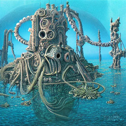 Prompt: atlantis under the sea by michael whelan