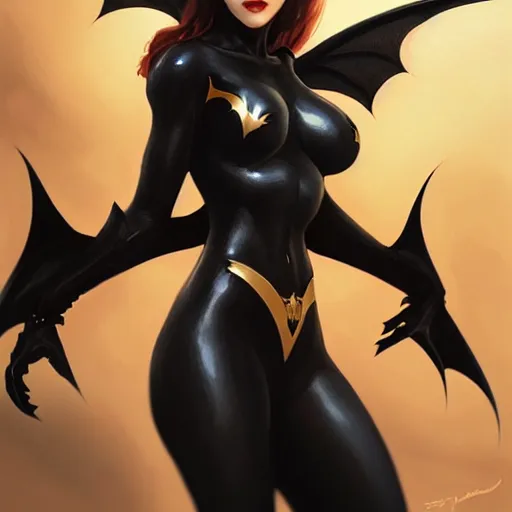 Image similar to 3 / 4 view of a portrait of bat woman with bat wings, confident pose, pixie, genshin impact,, intricate, elegant, sharp focus, illustration, highly detailed, concept art, matte, trending on artstation, art by wlop and artgerm and greg rutkowski, h 6 4 0