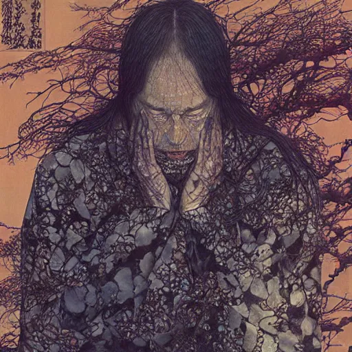 Image similar to a simple concept art portrait of a man in anguish, an award winning yoshitaka amano digital art, by, james gurney and gerhard richter. art by takato yamamoto. masterpiece, deep colours.