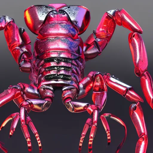 Prompt: ! dream many extremely high quality 8 k 3 d render of a metallic cyberpunk neon crayfish with polished, highly reflective, highly detailed, clean, sharp, crisp clean shapes, cast glass, brushed metal, symmetry, mercury, chrome, obsidian, highly detailed, high detail, very aesthetically pleasing