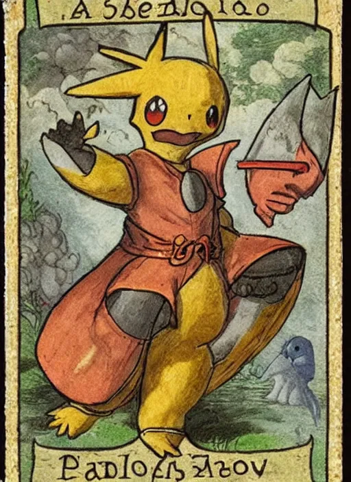 Image similar to a pokemon card from the 1 6 0 0 s