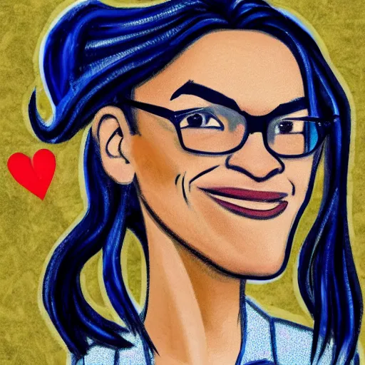 Prompt: Alexandria Ocasio Cortez as a horse caricature