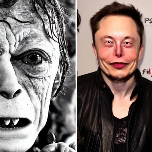 Image similar to Elon mush punched in face poor Gollum