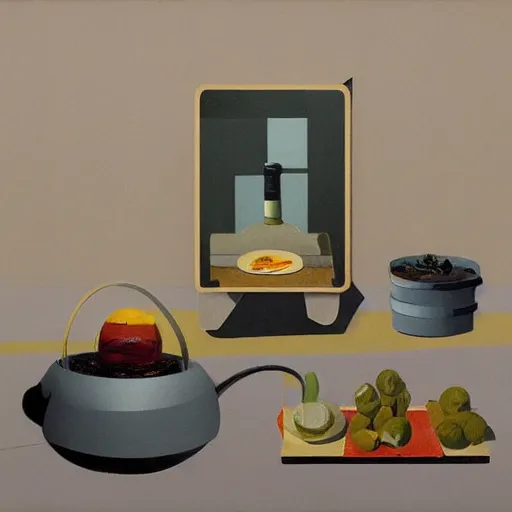 Prompt: soviet nature morte in style of James Gilleard, Kenne Gregorie and Victor Enrich