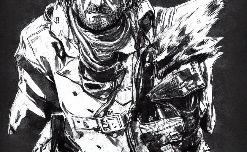 Image similar to yoji shinkawa drawing of arthur morgan,