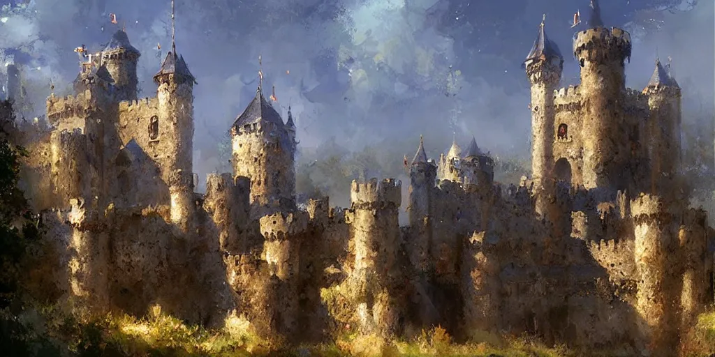 Image similar to a medieval castle by craig mullins, extremely beautiful