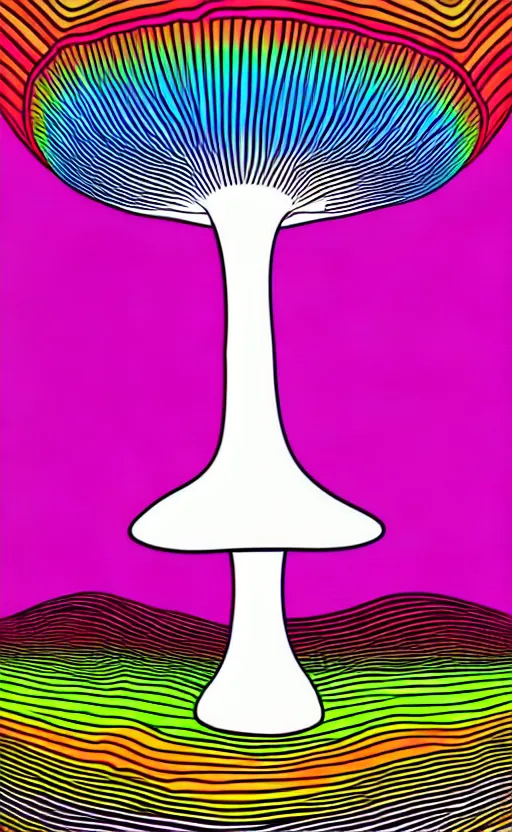 Image similar to psychedelic mushrooms wide angle shot, white background, vector art, illustration by salvador dali