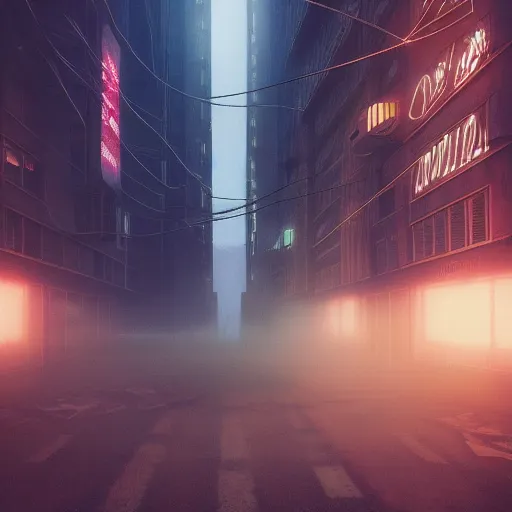 Image similar to a foggy night in milano in 2 0 7 9, cyberpunk future, distopic, cinestill, photography, realistic, hyper detailed, unreal engine, cinematic, octane render